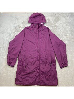 L.L. Bean Womens Large Hooded Purple Gore-Tex Rain Jacket Nylon Shell